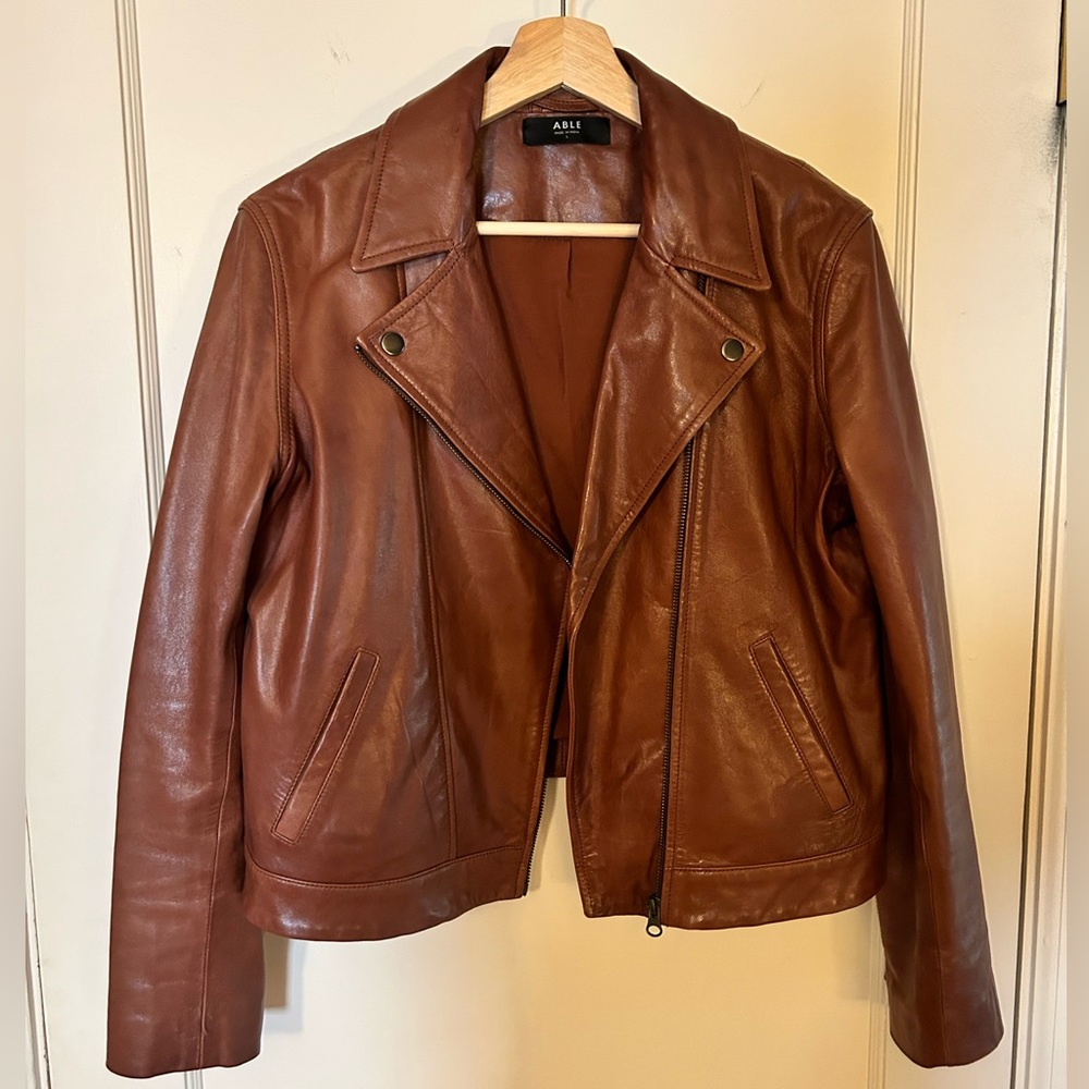 Beautiful ABLE Maha Leather Jacket - Women’s Size L - Whiskey